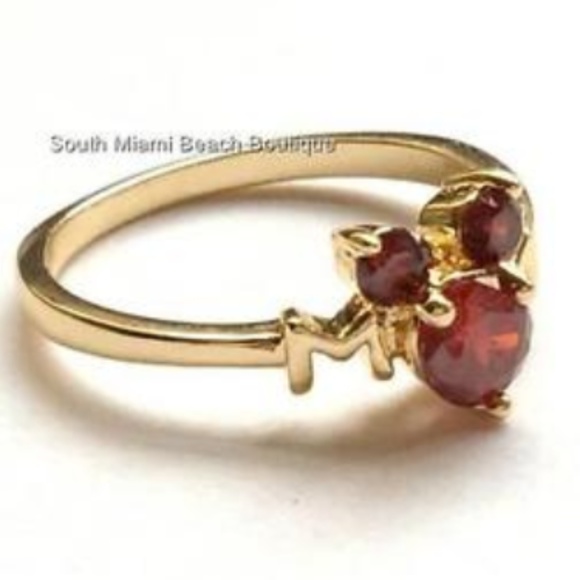 SOLD Gold Mickey Mouse Ears Ring Disney Size 6 Red - Picture 4 of 8